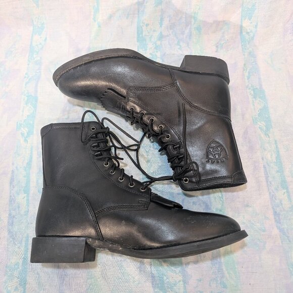 Ariat Heritage Lacer II Black Leather Lace-Up Boots - US 9.5 EE / EUR 42.5 W - Picture 8 of 10